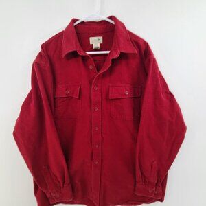 LL BEAN Red 2 Flap Pockets Flannel  Shirt Men's Size XL